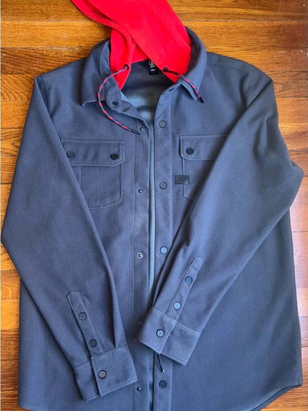 NWOT Volcom Hooded Worker Jacket Mens Small Plaid Lined Shacket Skate Streetwear